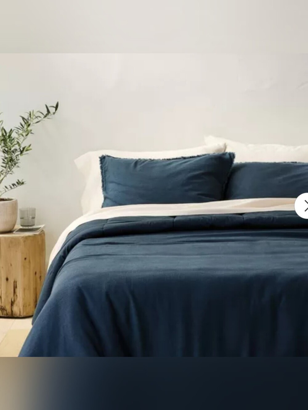 Casaluna Full/Queen Heavyweight Linen Blend Duvet Cover And Sham Ser Dark Blue